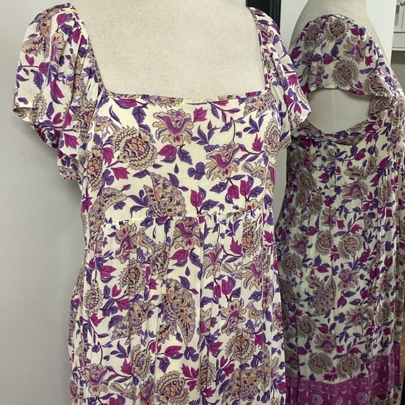 BA&SH YSEE FLORAL MIDI DRESS FLUTTER CAP SLEEVE LAGOONLOOK GRANNYCORE  MAIDEN - Picture 14 of 17